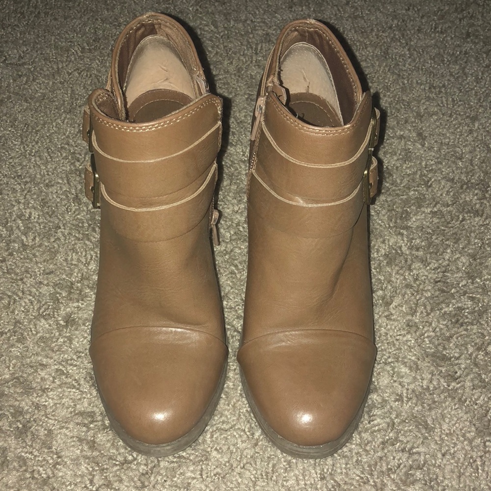 Tan leather booties